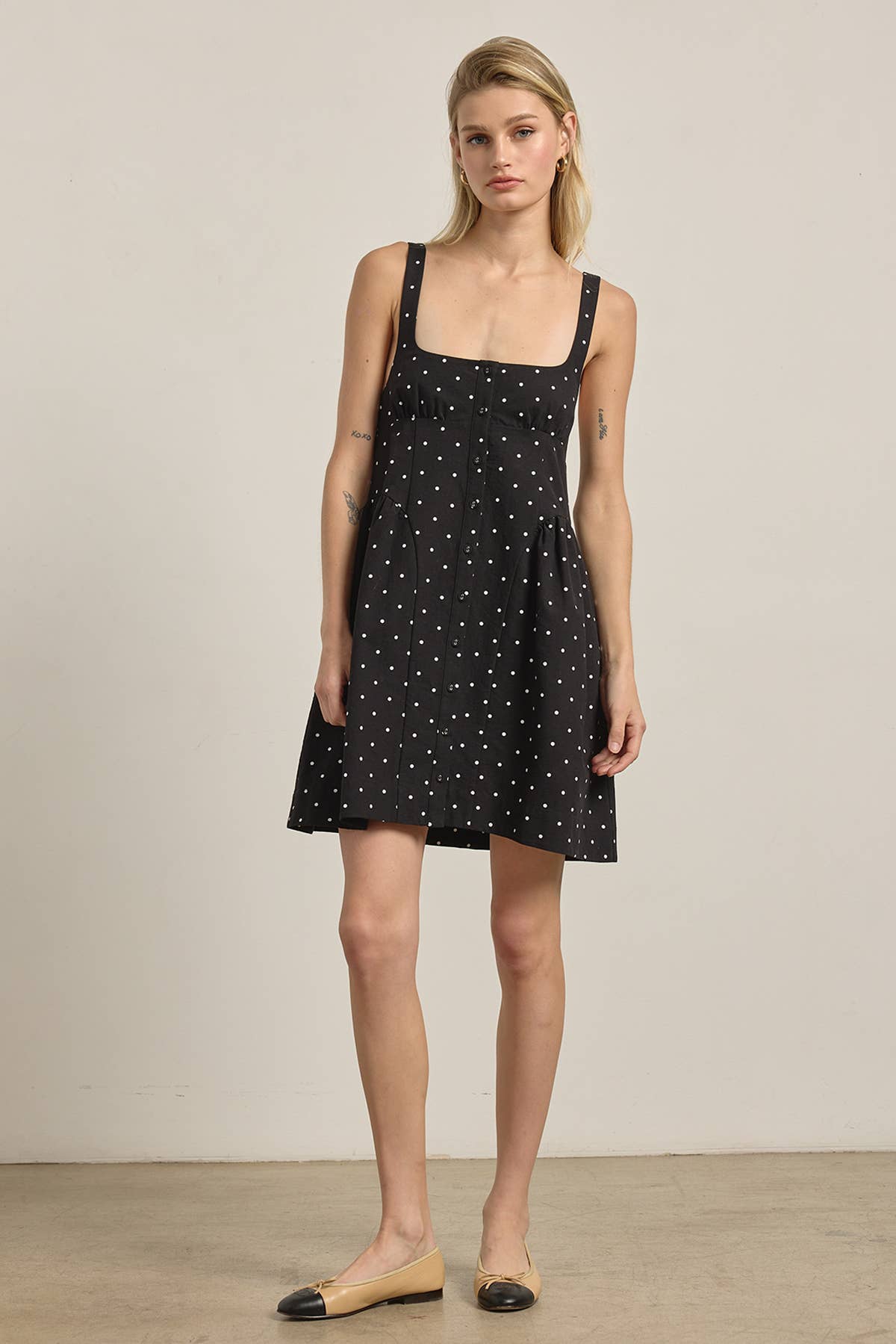 Polka Dot Button-Down Mini Dress