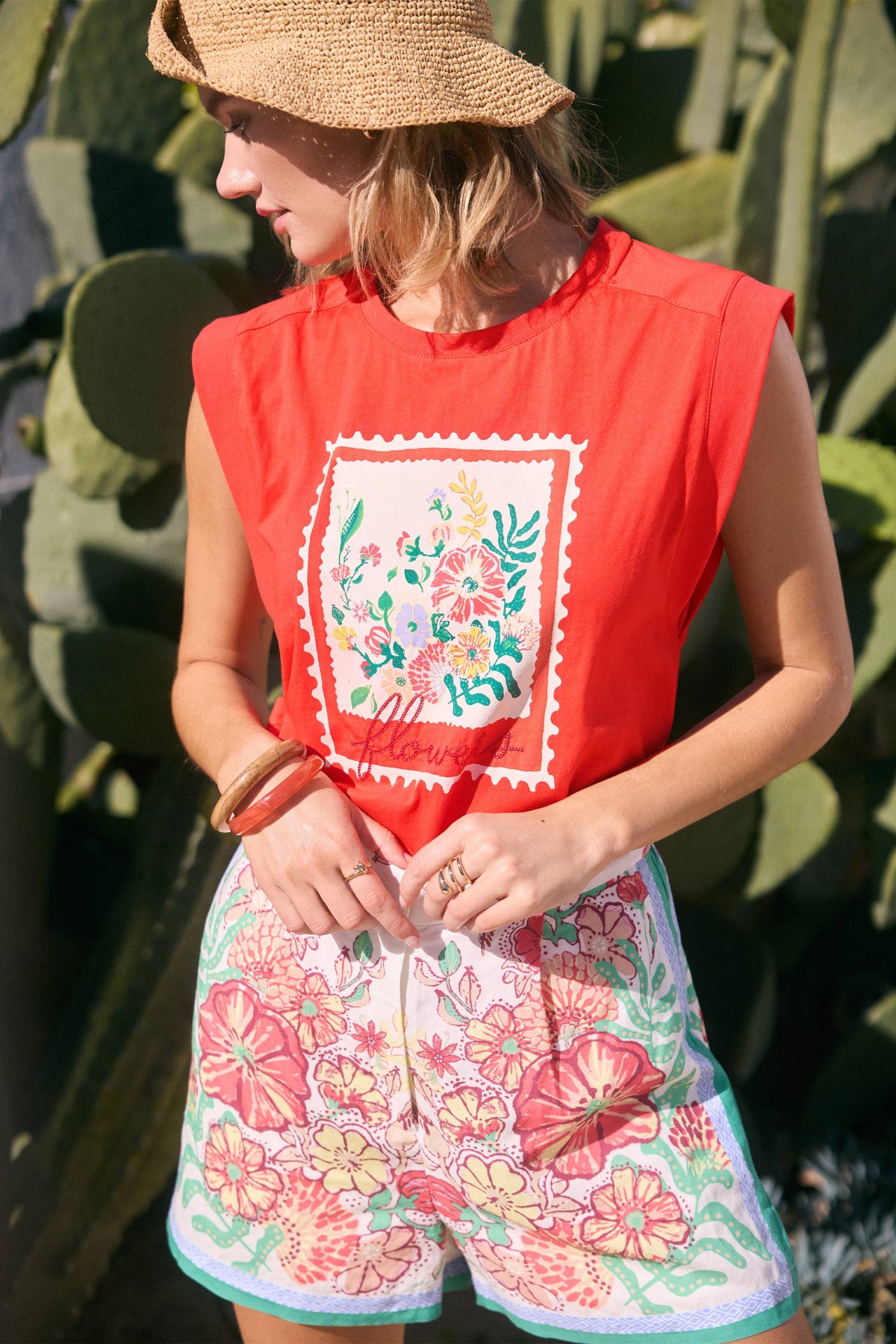 Flower Graphic Embroidered Tee