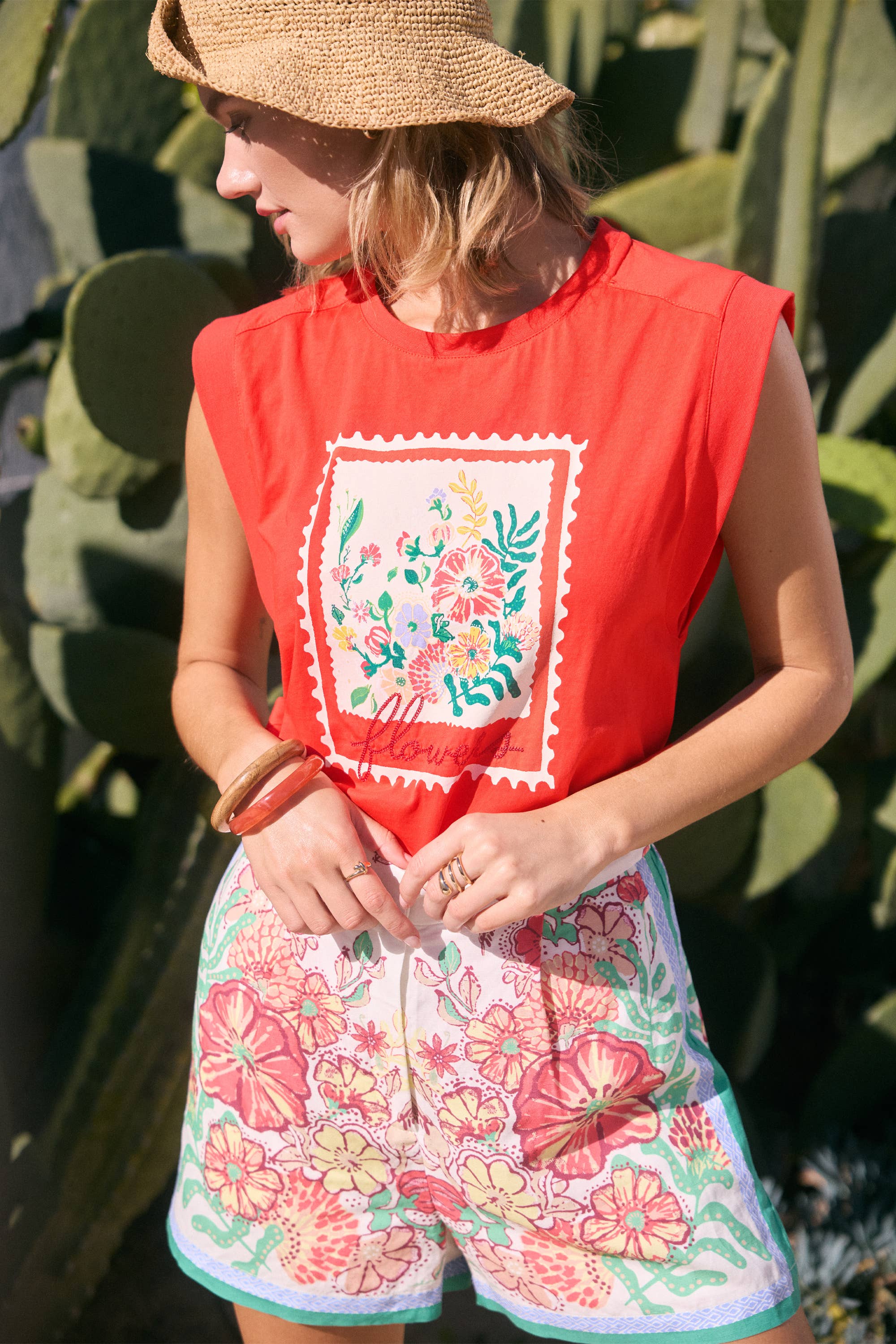 Flower Graphic Embroidered Tee