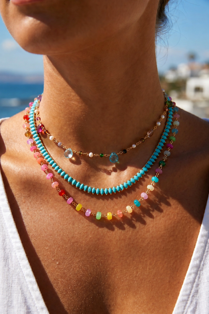 GUM DROP NECKLACE- RAINBOW + SHORT