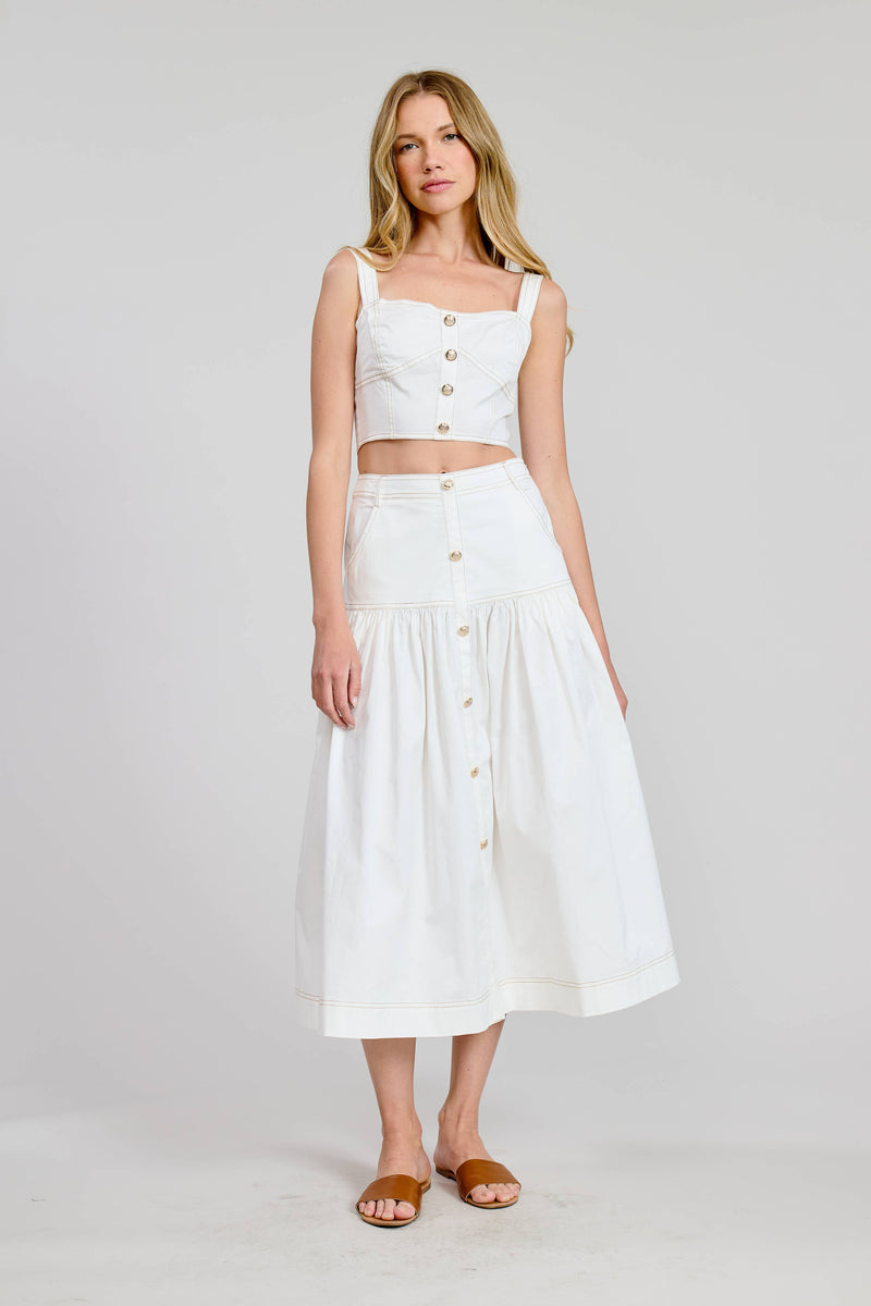 The Button Detail Midi Skirt