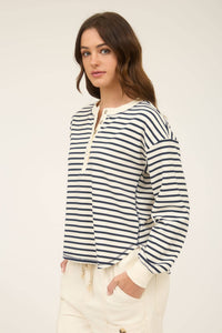 Stripe Snap Button Henley