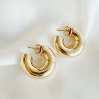 Ellie Chunky Tube Hoops Earrings Gold Filled