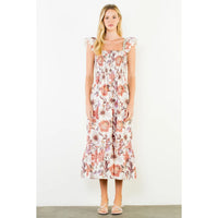 Ruffled Sleeve Floral Dress