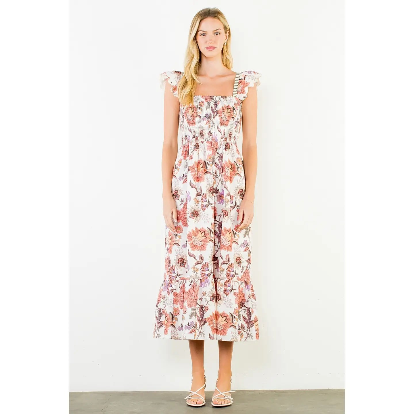 Ruffled Sleeve Floral Dress