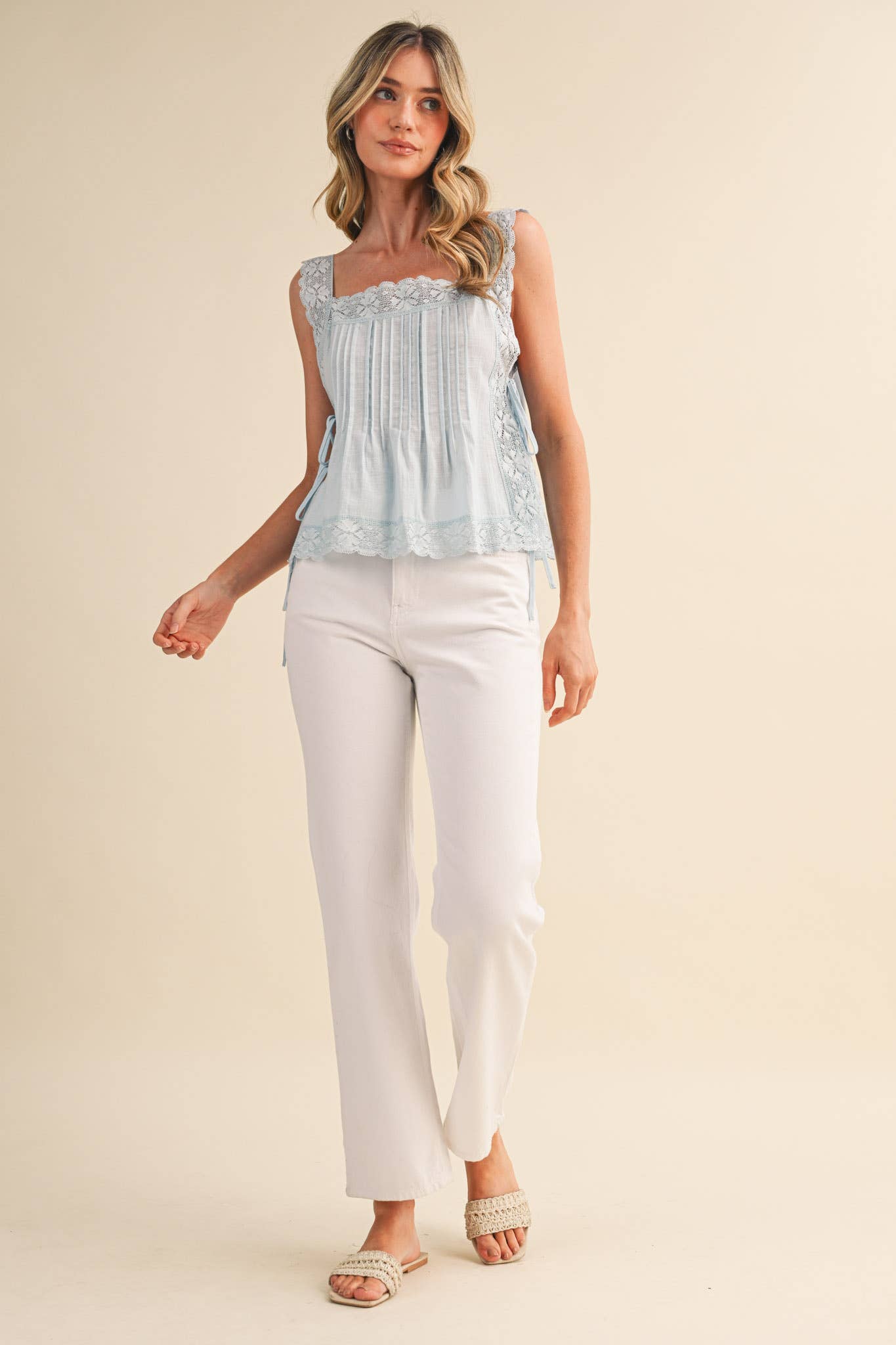 Lace Trim Side Tying Top