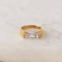Prism Ring | Waterproof Solitaire Ring | Gold CZ Band Ring