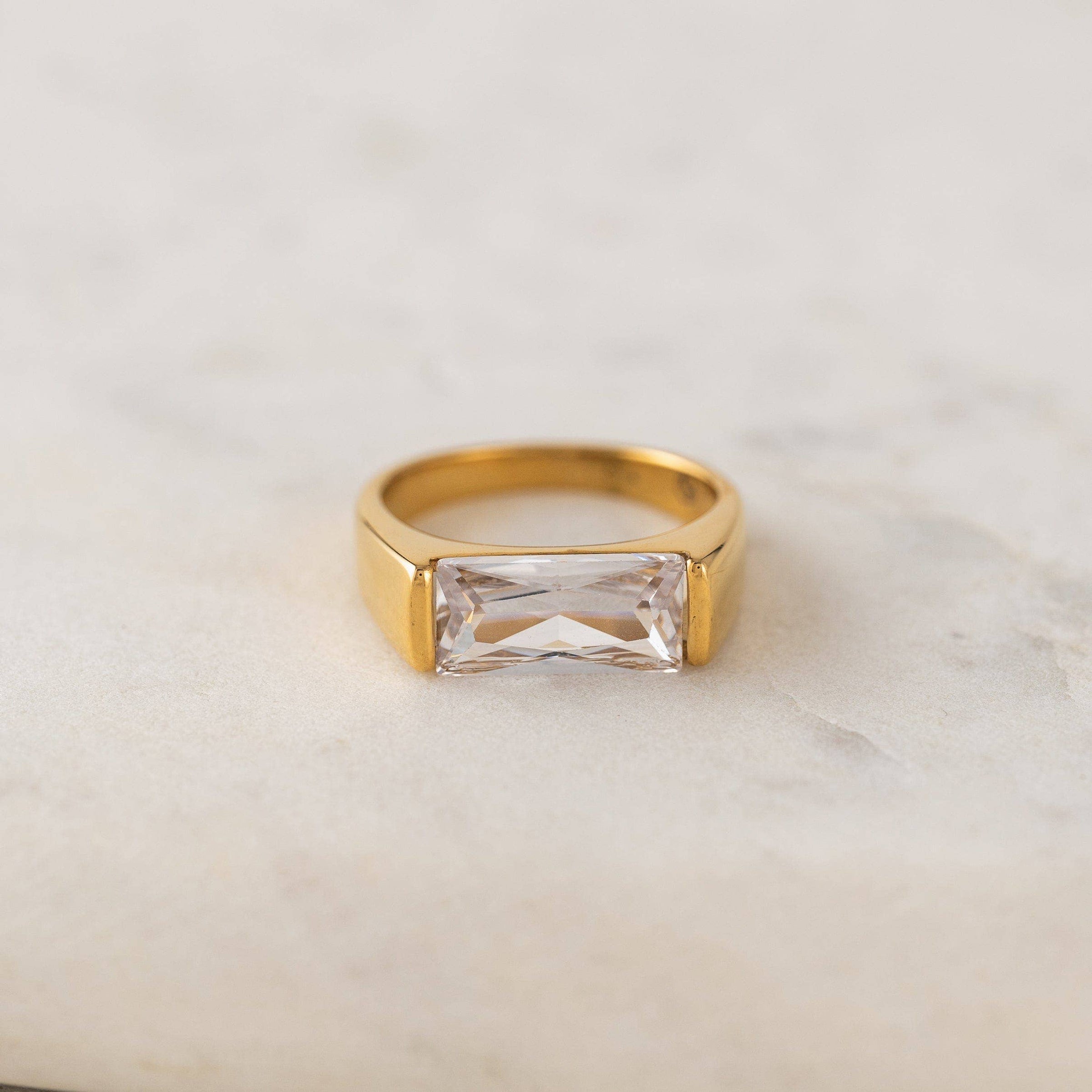 Prism Ring | Waterproof Solitaire Ring | Gold CZ Band Ring