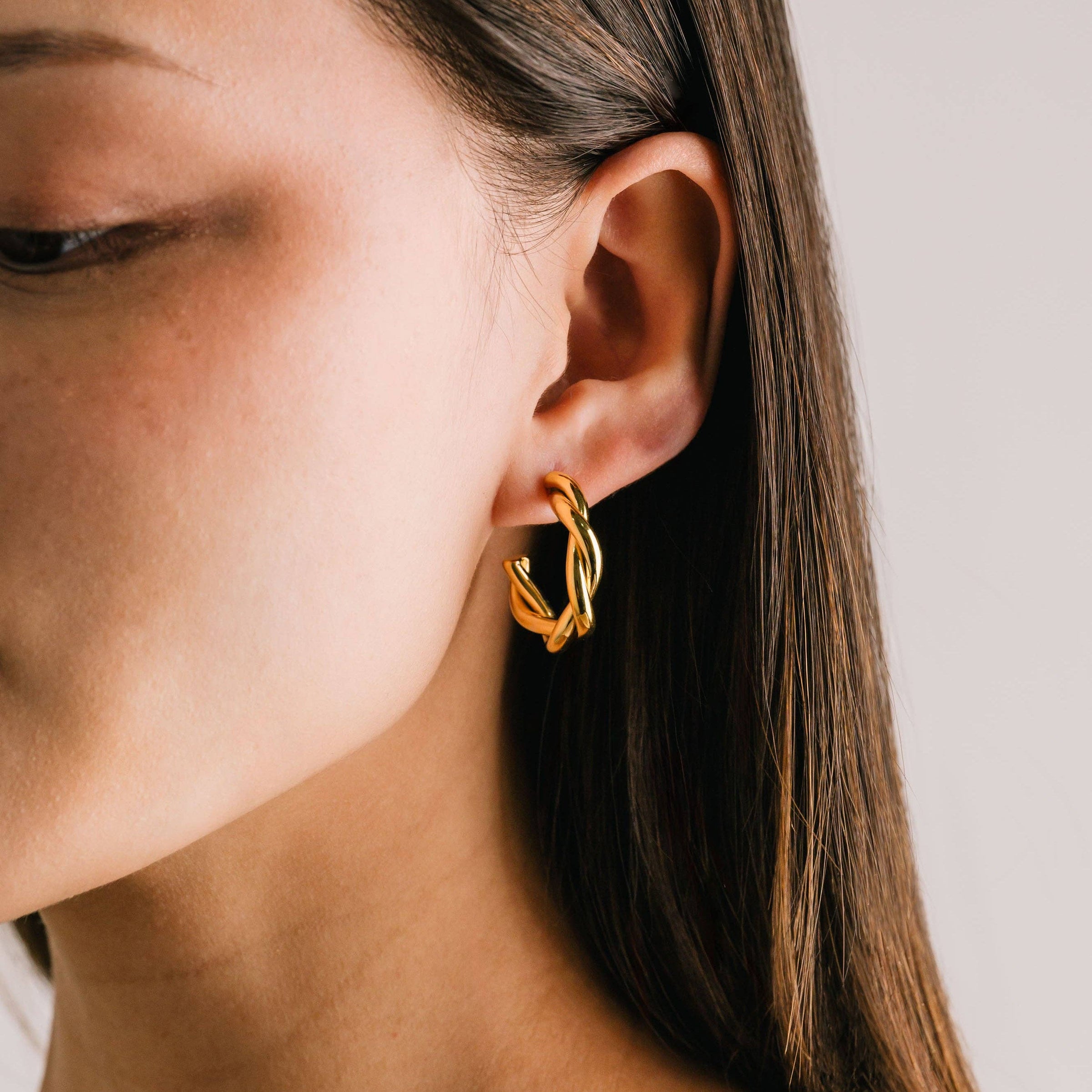Gigi Earrings | Twisted 18K Gold Hoops | Waterproof Hoops