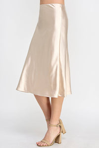 SATIN MIDI SKIRT