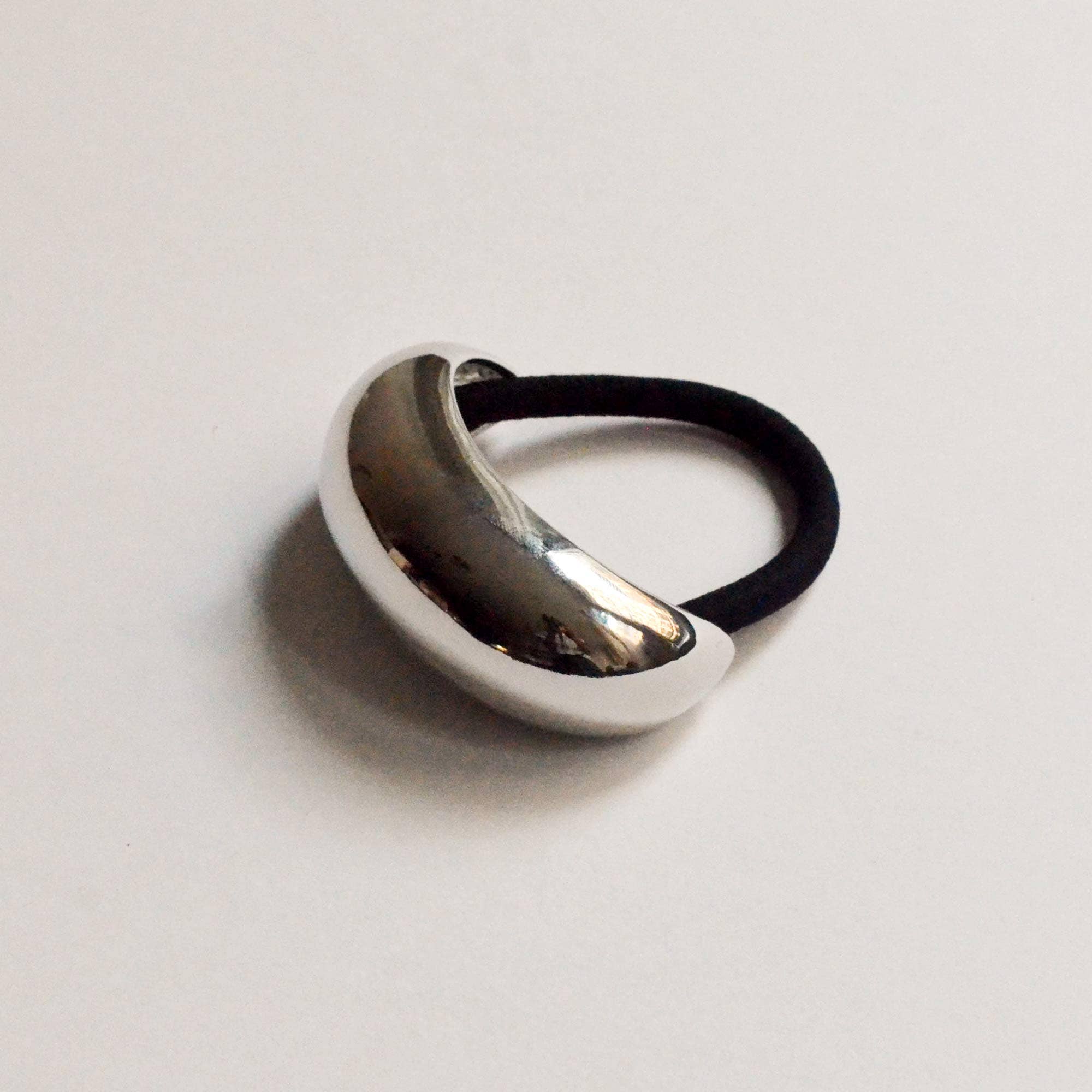 Wide Crescent Metal Ponytail Hair Tie | Silver