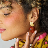 Nina Resin Gold Post Drops Tortoise