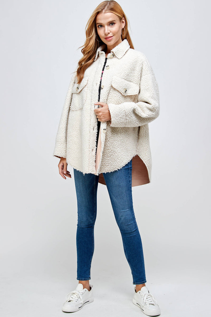 OVERSIZE SHEEP FUR BUTTON JACKET