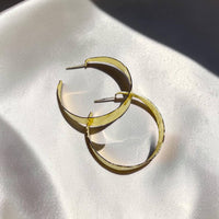 Rain Hammered Statement Hoops Earrings Gold Filled