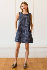 Washed Bandana Print Sleeveless Shift Dress