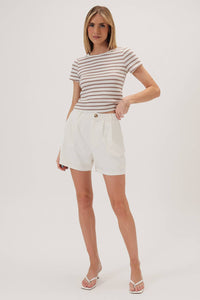ROUND NECK CROP STRIPE TOP