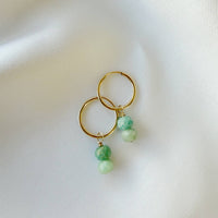 Palm Amazonite Charm Hoops Earrings Gold Filled 2-In-1