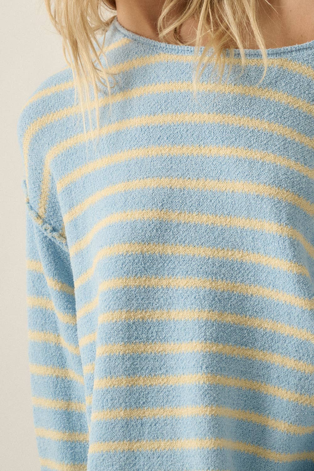 Striped Textured Knit Oversized Sweater