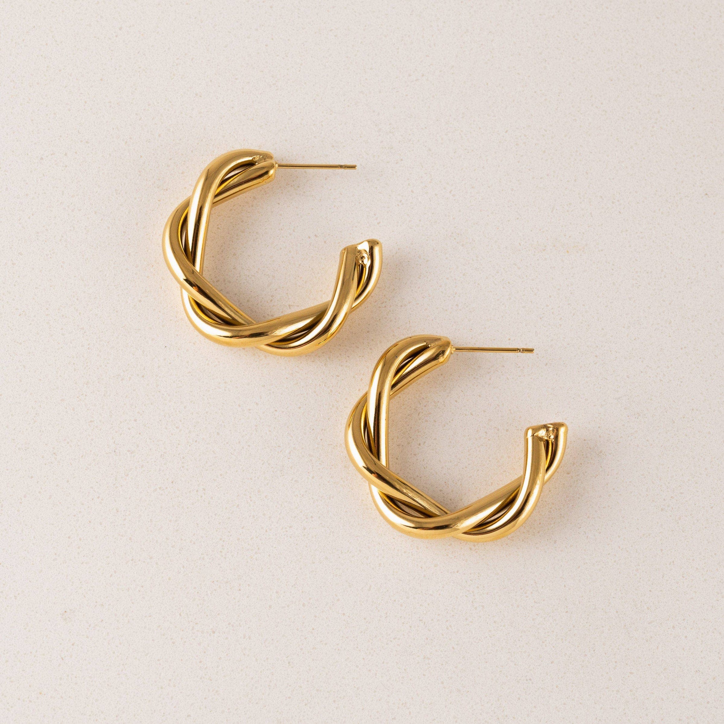 Gigi Earrings | Twisted 18K Gold Hoops | Waterproof Hoops