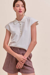 Cap Sleve Collared Sweater Vest