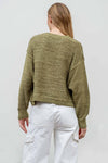 EXPOSED SEAM DROP SHOULDER PULLOVER SWEATER