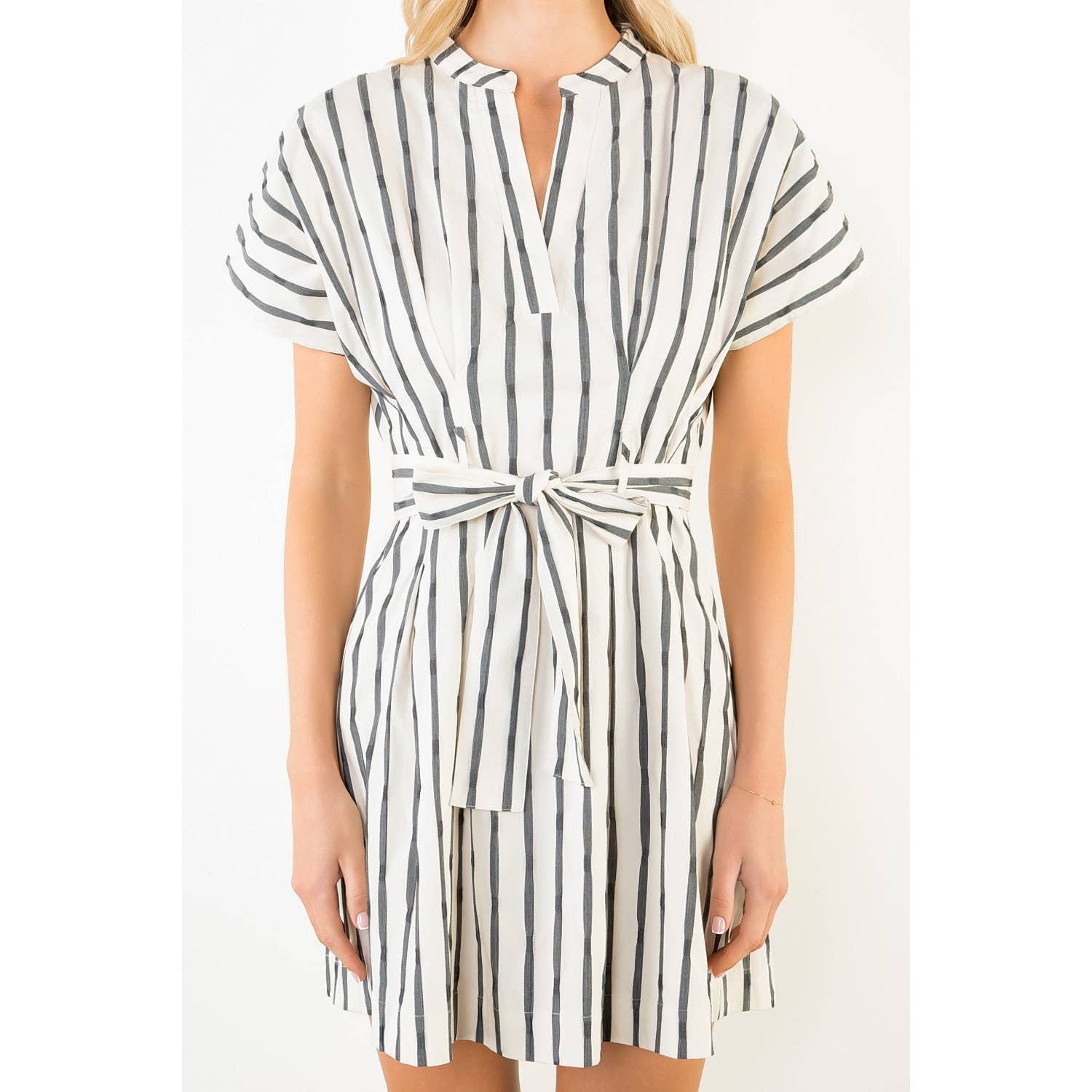 Short Sleeve Black & White Dress