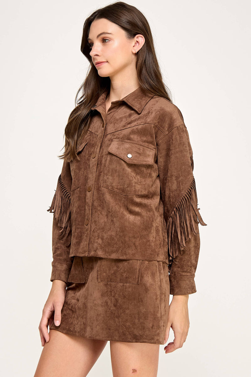 FRONT POCKET SUEDE MINI SKIRT