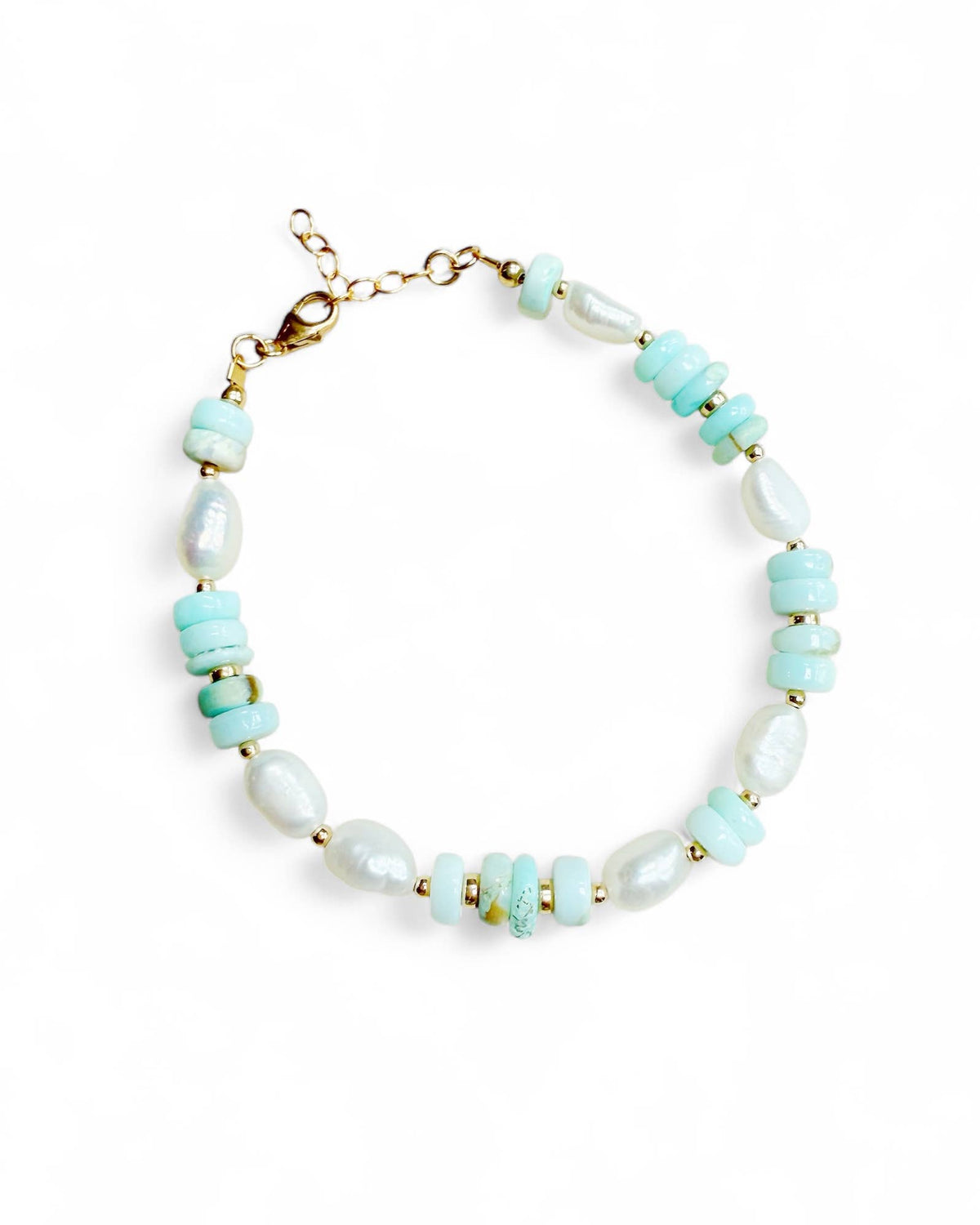 Cape May Green Opal Pearl Beaded Gold Filled Bracelet