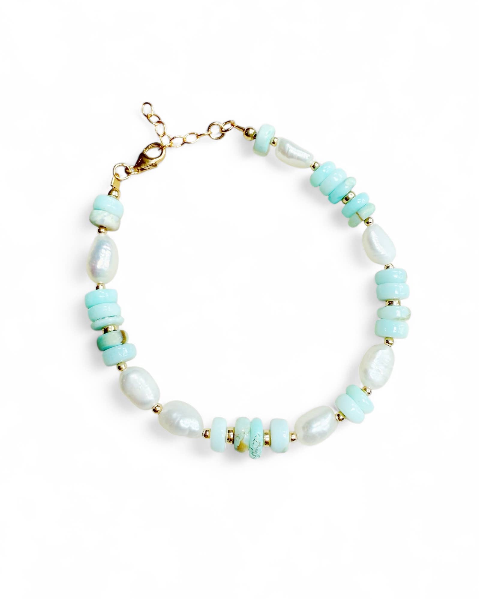 Cape May Green Opal Pearl Beaded Gold Filled Bracelet