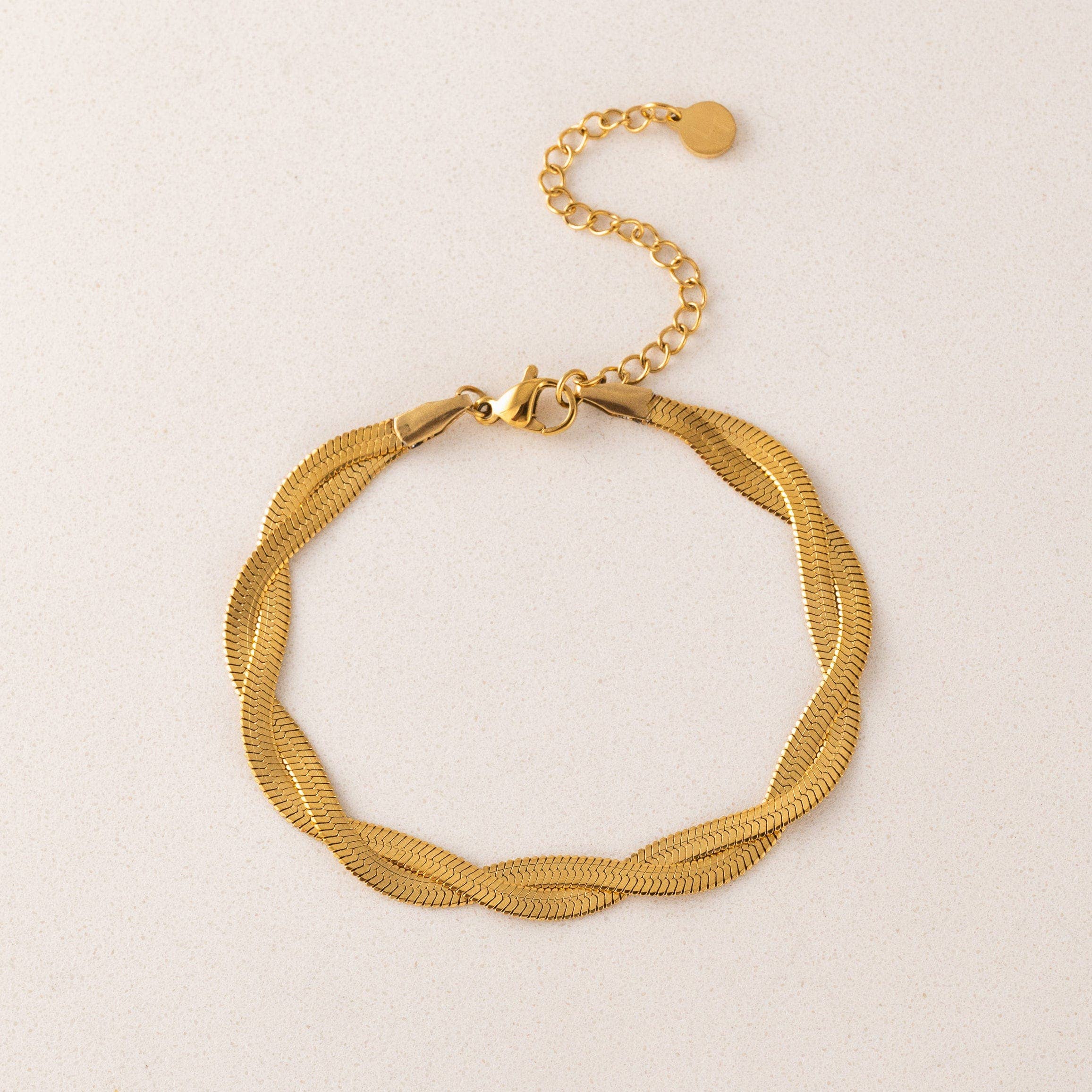 Josie Twist Herringbone Bracelet | Gold Bracelet |18K Gold