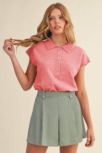 Cap Sleve Collared Sweater Vest