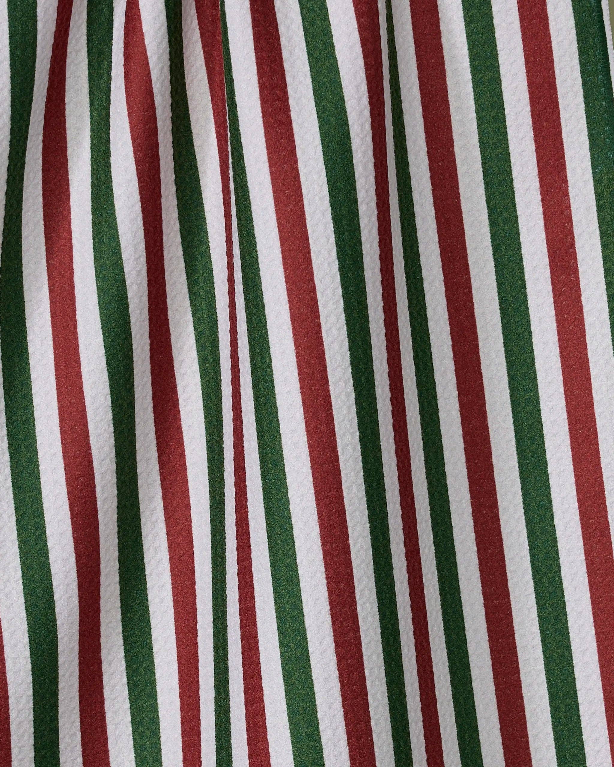 Ribbon Green Red Tea Towel