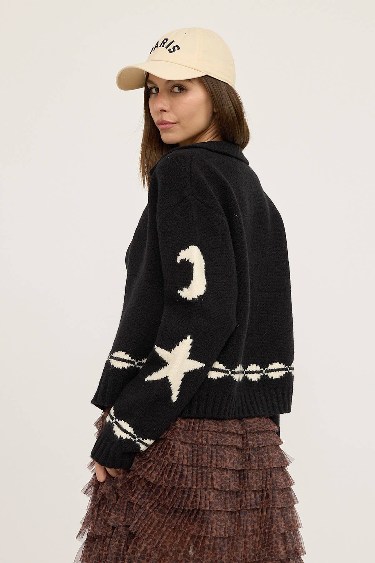 Cozy Pattern Zip Sweater Jacket