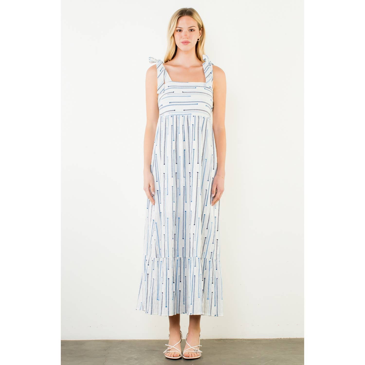 Tie Strap Square Neck Print Maxi Dress