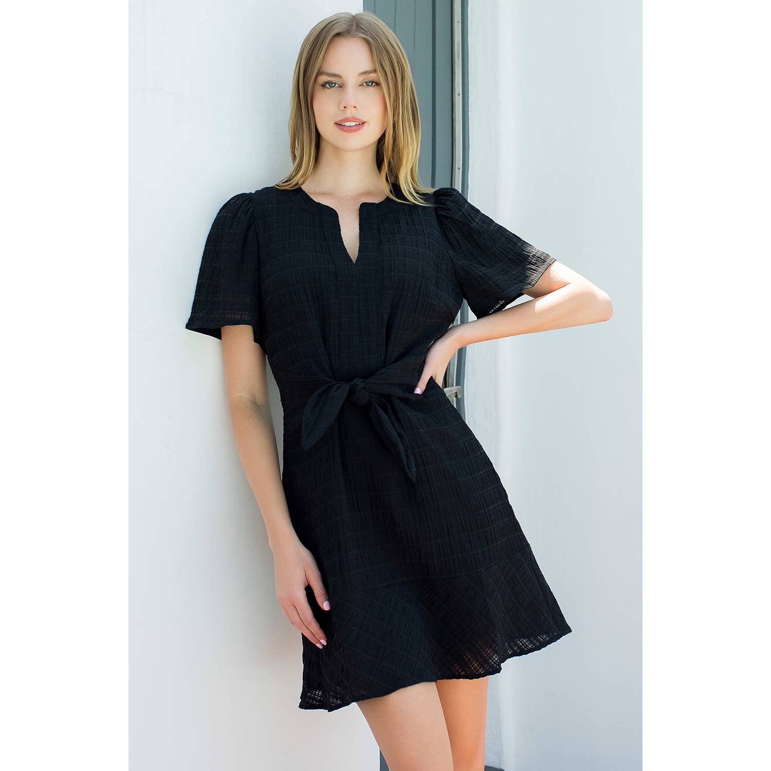 Short Sleeve Textured Dress