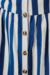 Sleeveless Button Down Fit & Flare Stripe Midi Dress