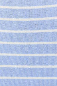 HALF SLEEVE CREW NECK PUFF STRIPED SWEATER TOP