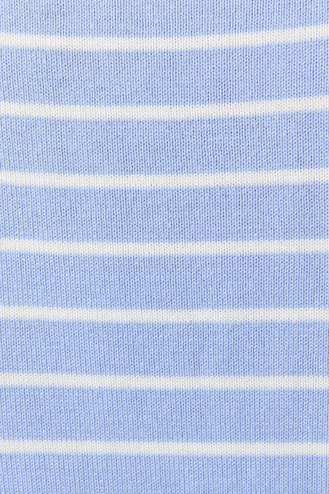 HALF SLEEVE CREW NECK PUFF STRIPED SWEATER TOP