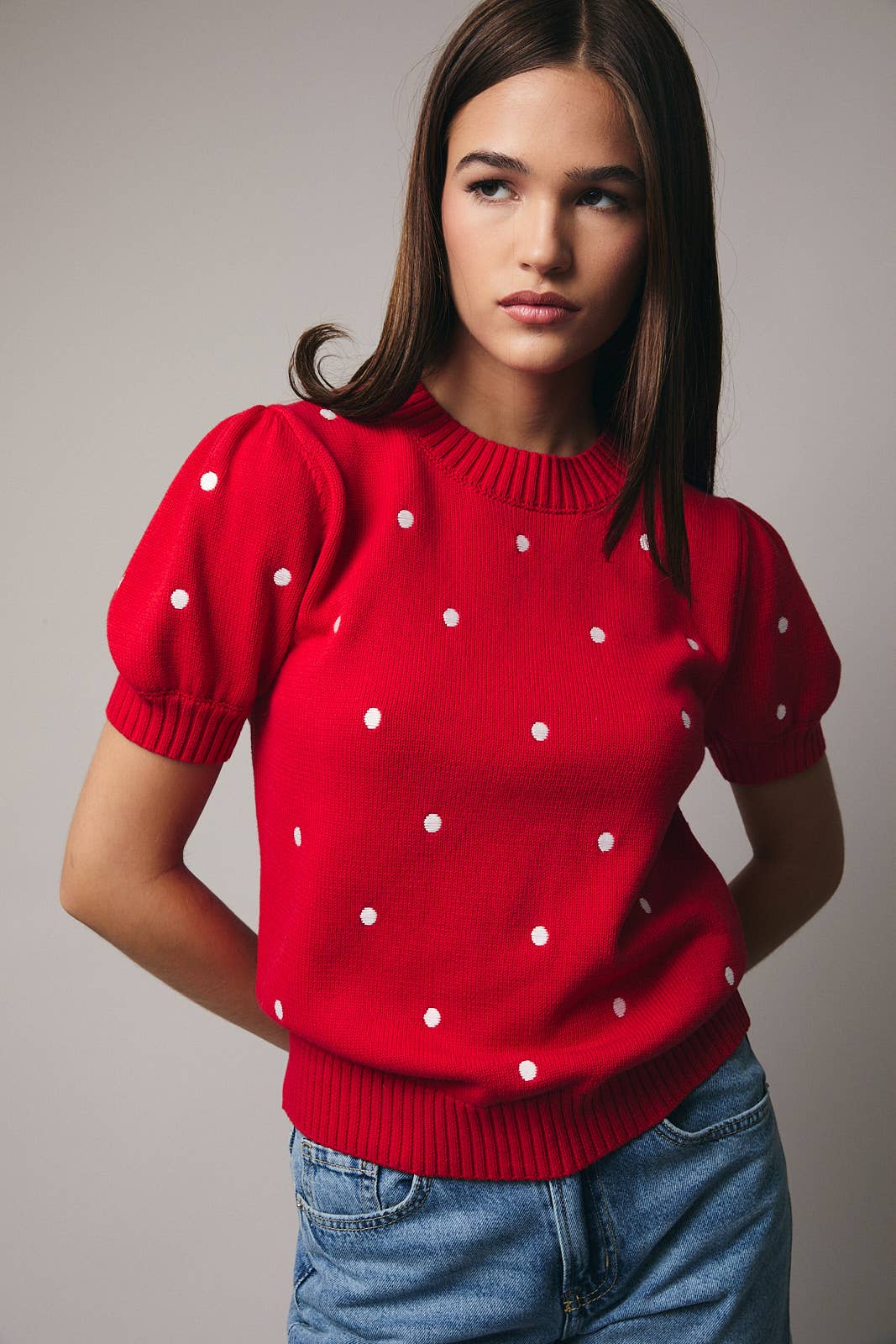Polka Dot Embroidered Sweater