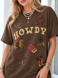 Howdy Retro Western Mineral Brown T-Shirt
