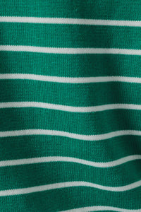 HALF SLEEVE CREW NECK PUFF STRIPED SWEATER TOP