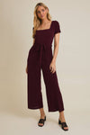 SQUARE NECK WAIST TIE JUMPSUIT