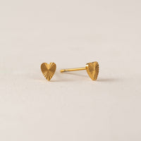 Fluted Heart Stud Earrings | Gold Studs | Waterproof Jewelry