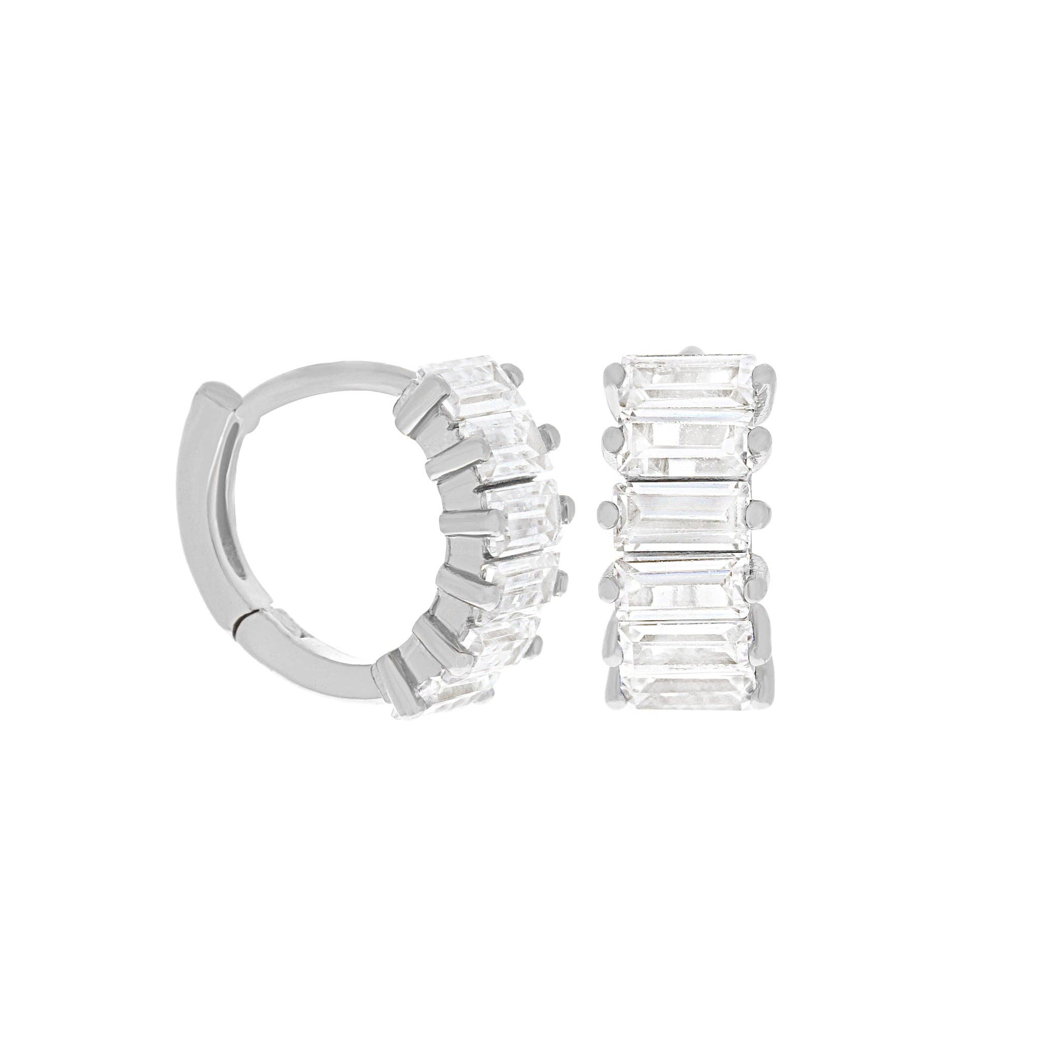 Bling Baguette Huggie Hoops
