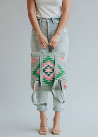 Slate, Green & Pink Aztec Backpack