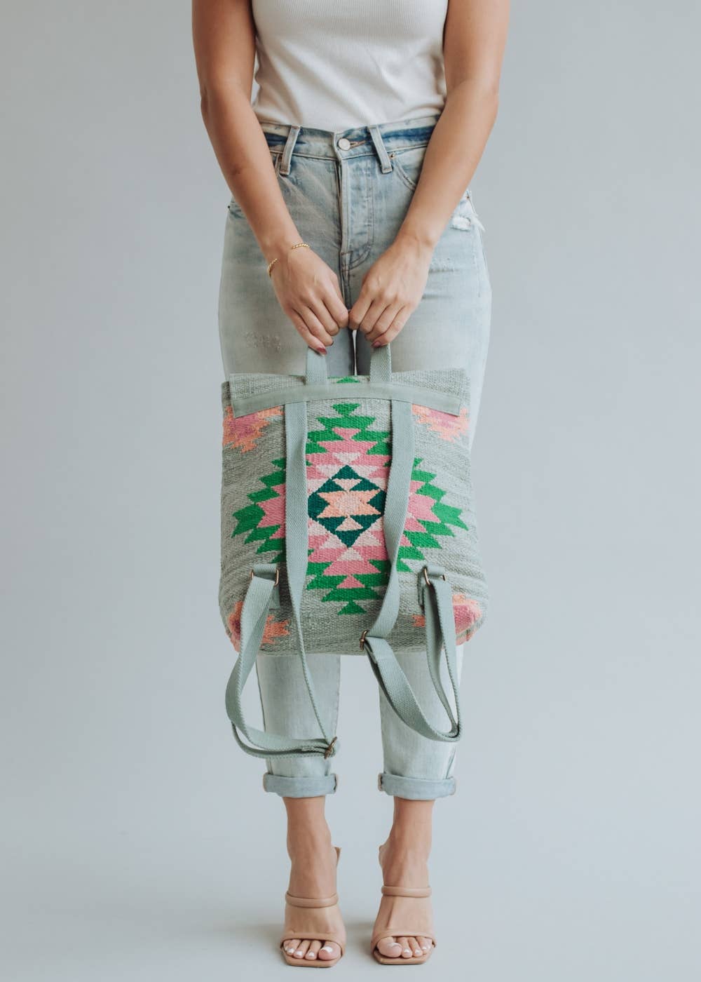 Slate, Green & Pink Aztec Backpack