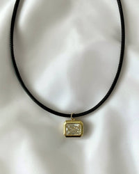 Ophelia Bezel Faux Leather Statement Cord Necklace