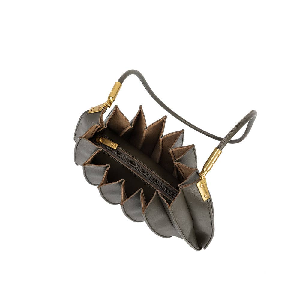 Carrie Olive Pleated Vegan Leather Shoulder Bag
