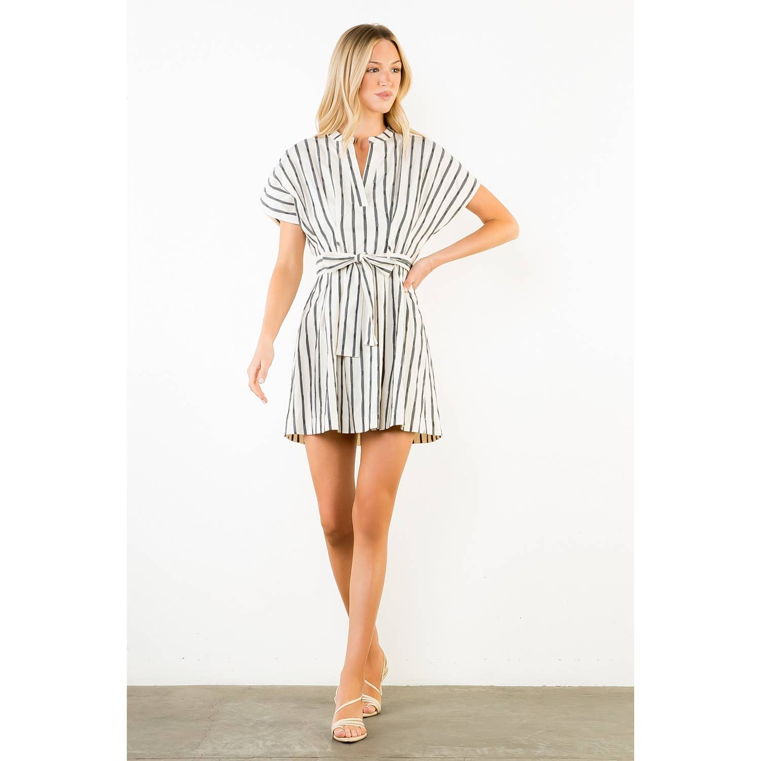 Short Sleeve Black & White Dress