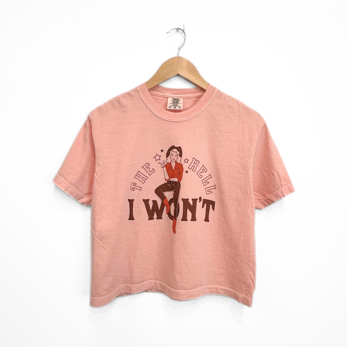 The Hell I Won't Ladies Boxy Tee - Peachy